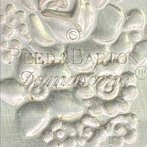 Vintage Reed & Barton damascene rose floral vine pendant marked - Picture 3 of 5